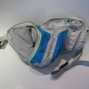 New Balance Fanny Pack Trail Run Hike Bottle Waist Belt Gray / Blue - GUC